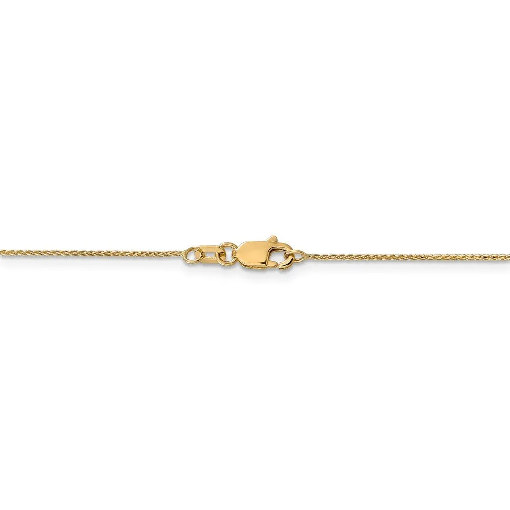 0.65mm 14k Yellow Gold Diamond Cut Spiga Chain Necklace