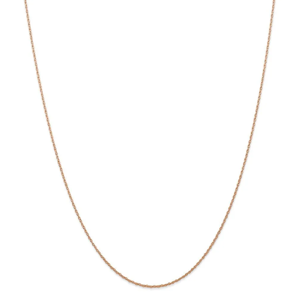 0.7mm, 14k Rose Gold, Cable Rope Chain Necklace