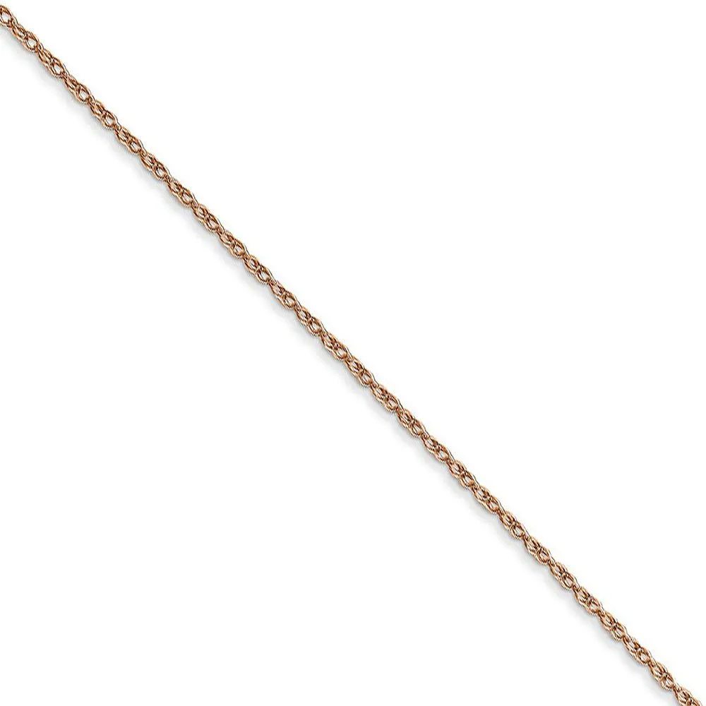 0.7mm, 14k Rose Gold, Cable Rope Chain Necklace