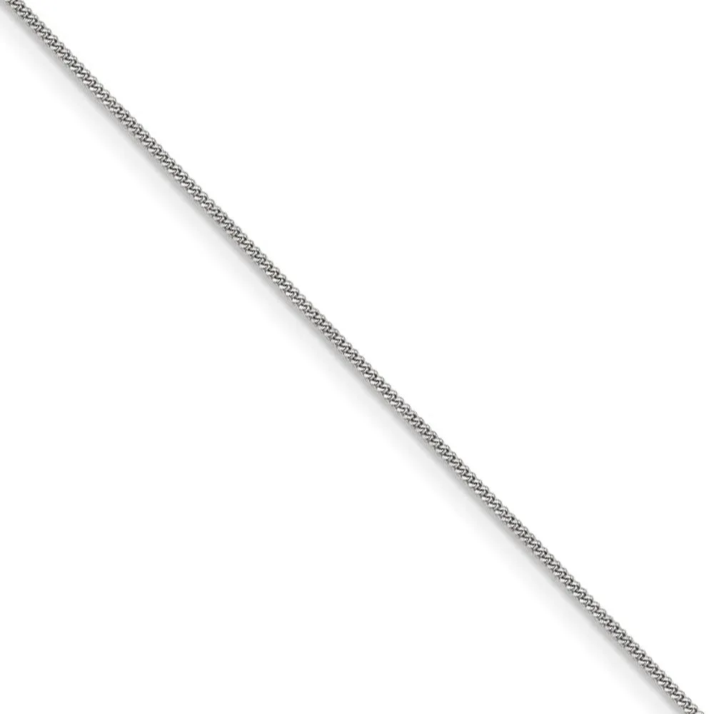 0.9mm, 14k White Gold, Solid Curb Chain Necklace