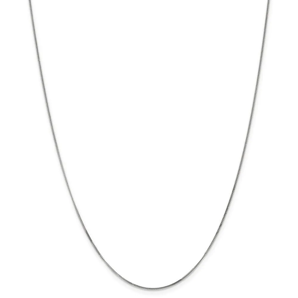 0.9mm, 14k White Gold, Solid Curb Chain Necklace