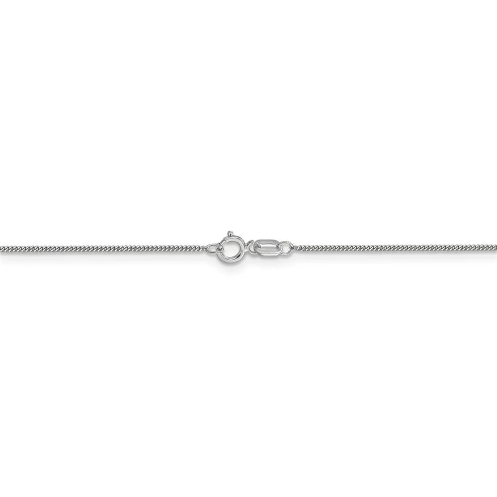 0.9mm, 14k White Gold, Solid Curb Chain Necklace