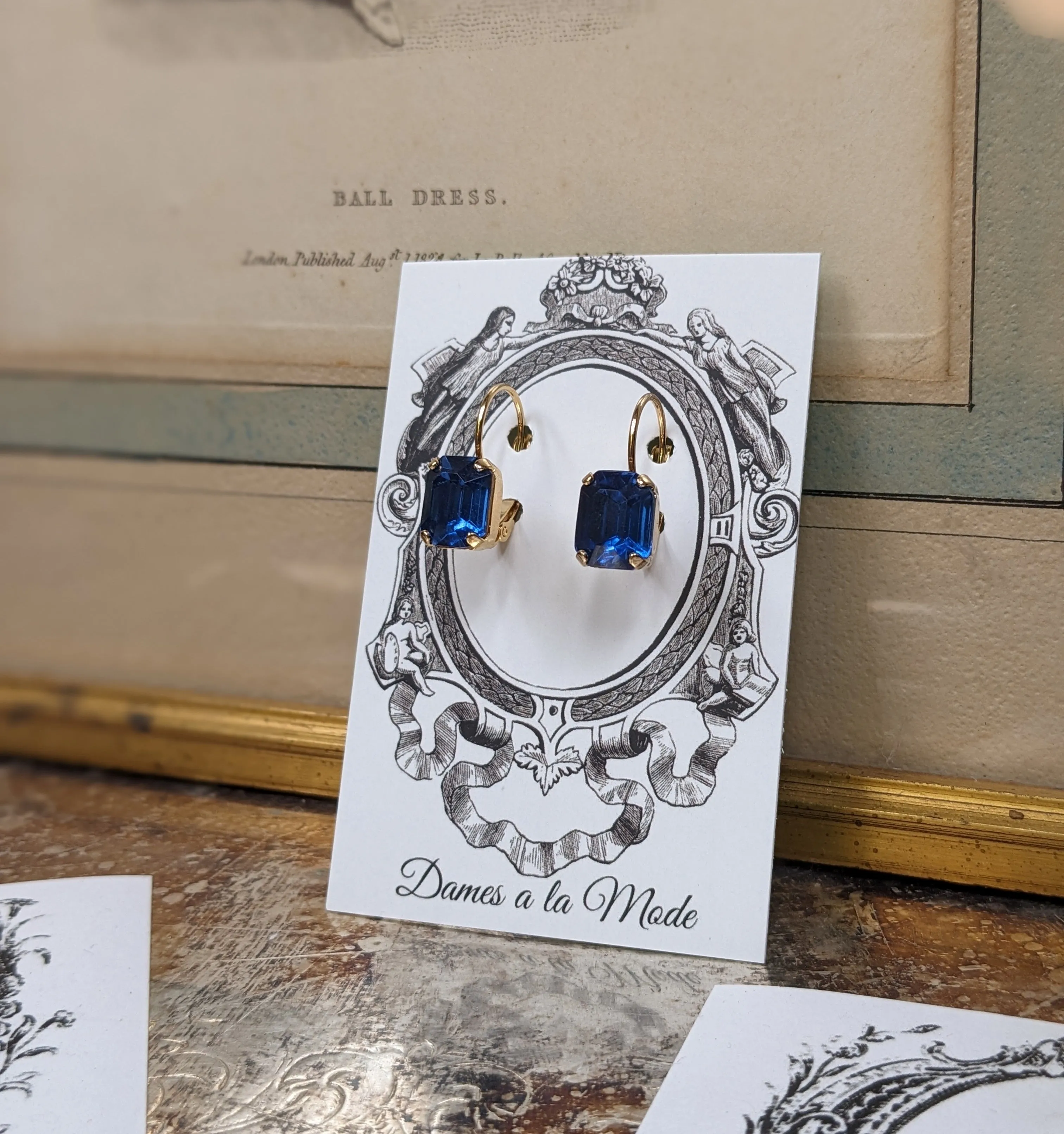 $10 Treats! Sapphire Crystal Earrings - Tiny Octagon