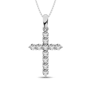 10K White Gold 1/8 Ct.Tw.Diamond Cross Pendant