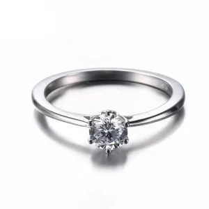 10k White Gold Solitiare Moissanite Engagement Ring .5 Carat