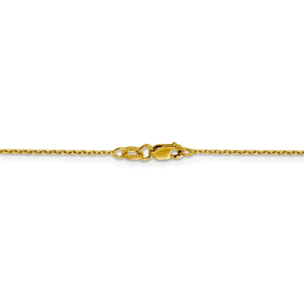 1.25mm 14k Yellow Gold Diamond Cut Solid Rolo Chain Necklace