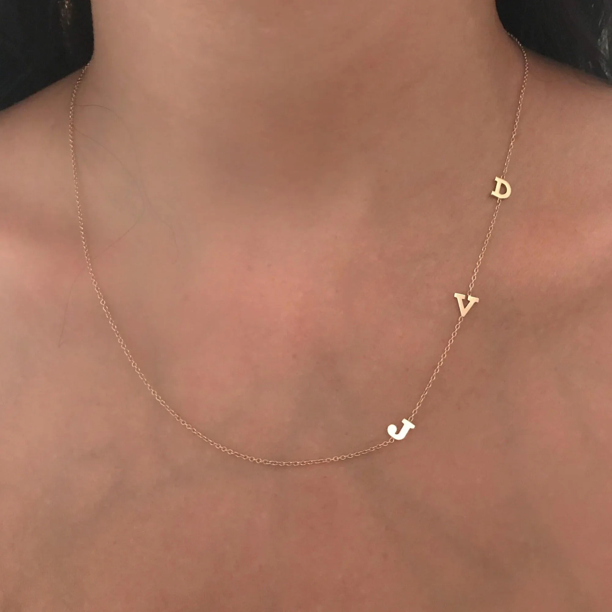 14K Gold Asymmetrical Initial Necklace