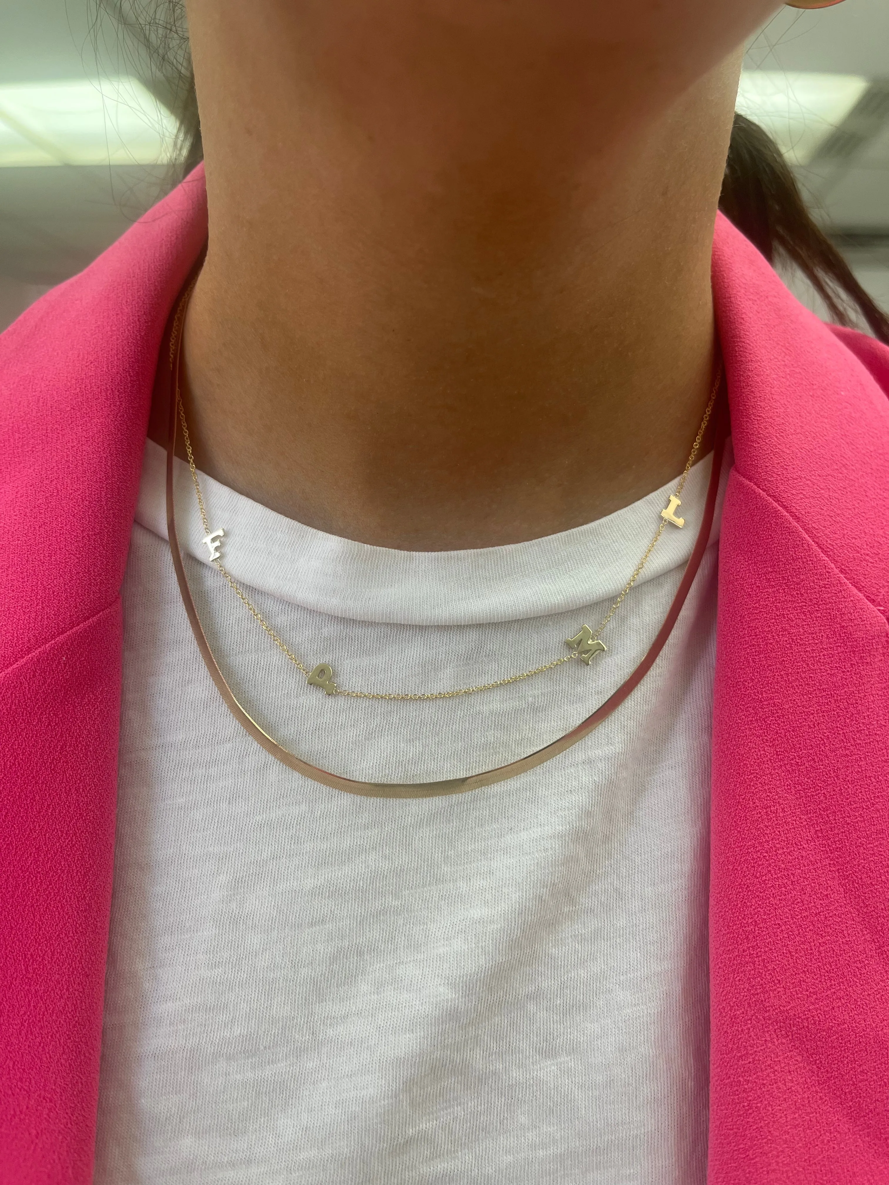 14K Gold Asymmetrical Initial Necklace