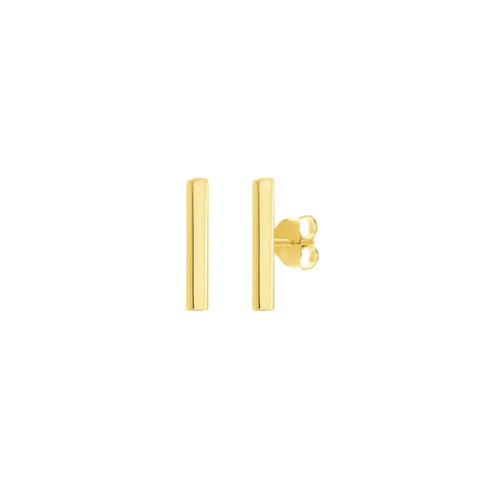 14k Gold Bar Post Earrings