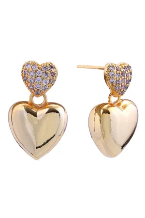 14K Gold Dipped Double Heart Earrings