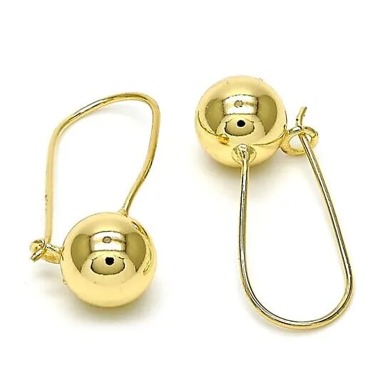 14K Gold Filled High Polish Finish Leverback Earring, Ball Design, Polished Finish, Golden Tone