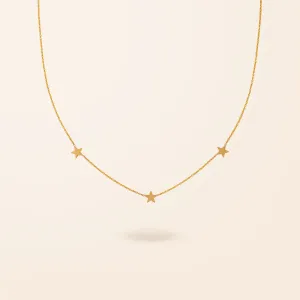 14K Gold Three Star Necklace