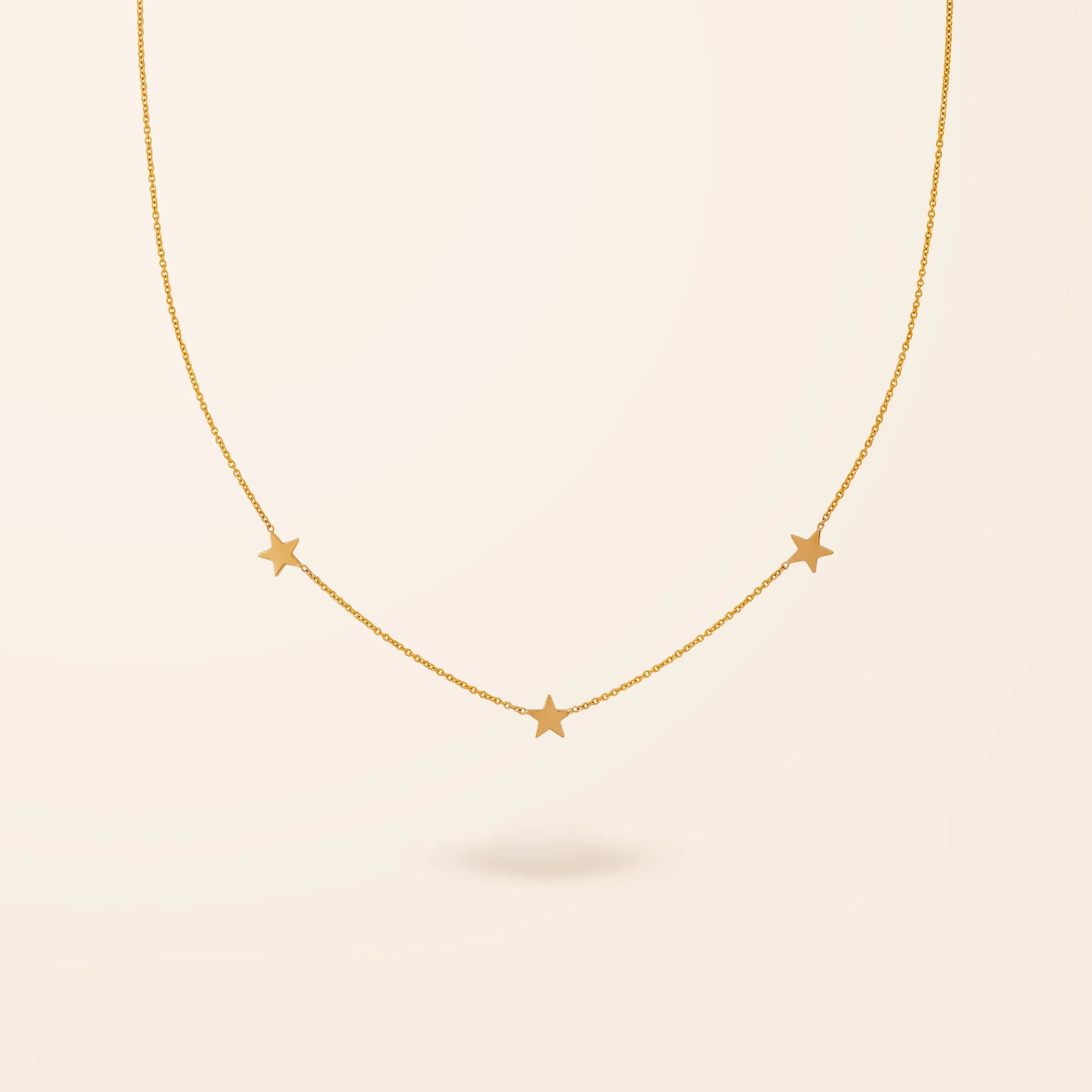 14K Gold Three Star Necklace