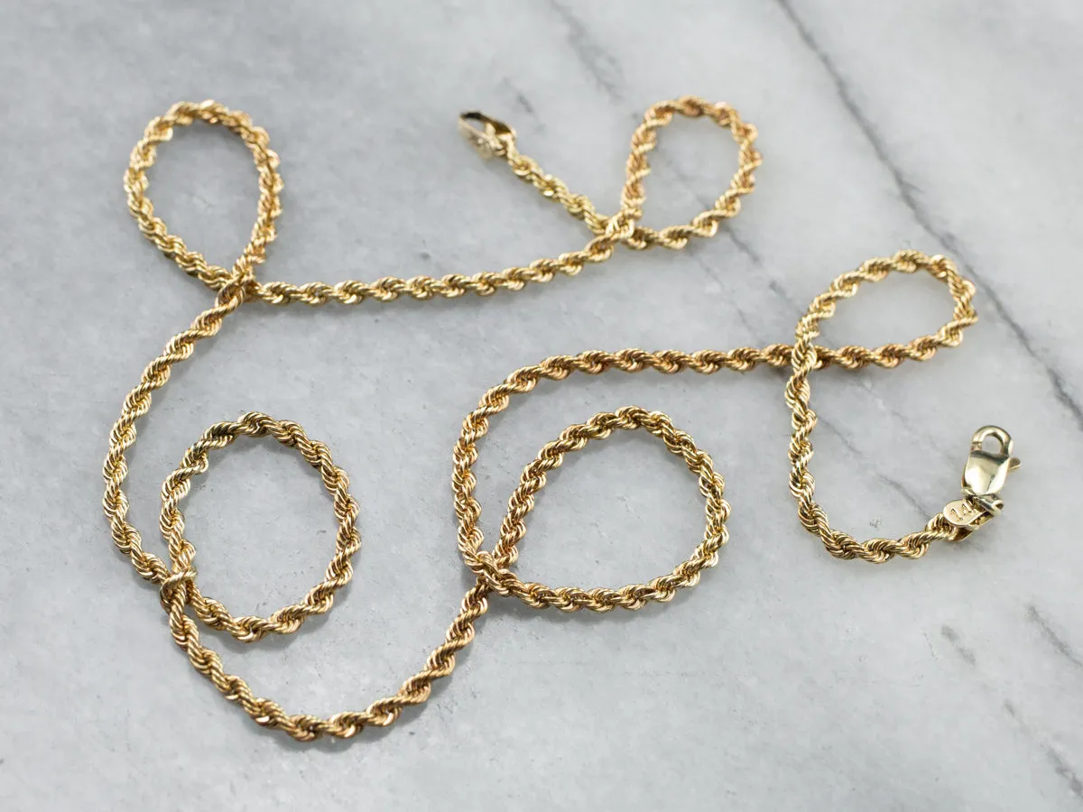 14K Gold Twisted Rope Chain Necklace