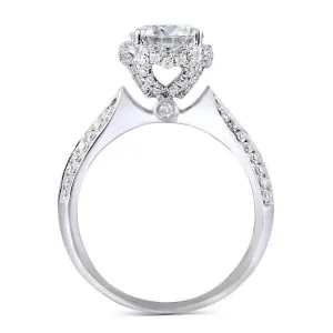 14k White Gold Halo Moissanite Ring 1ct Center Stone