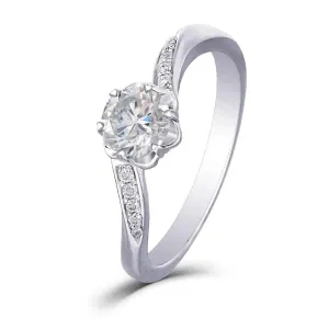 14k White Gold Moissanite Ring 1ct Center Stone