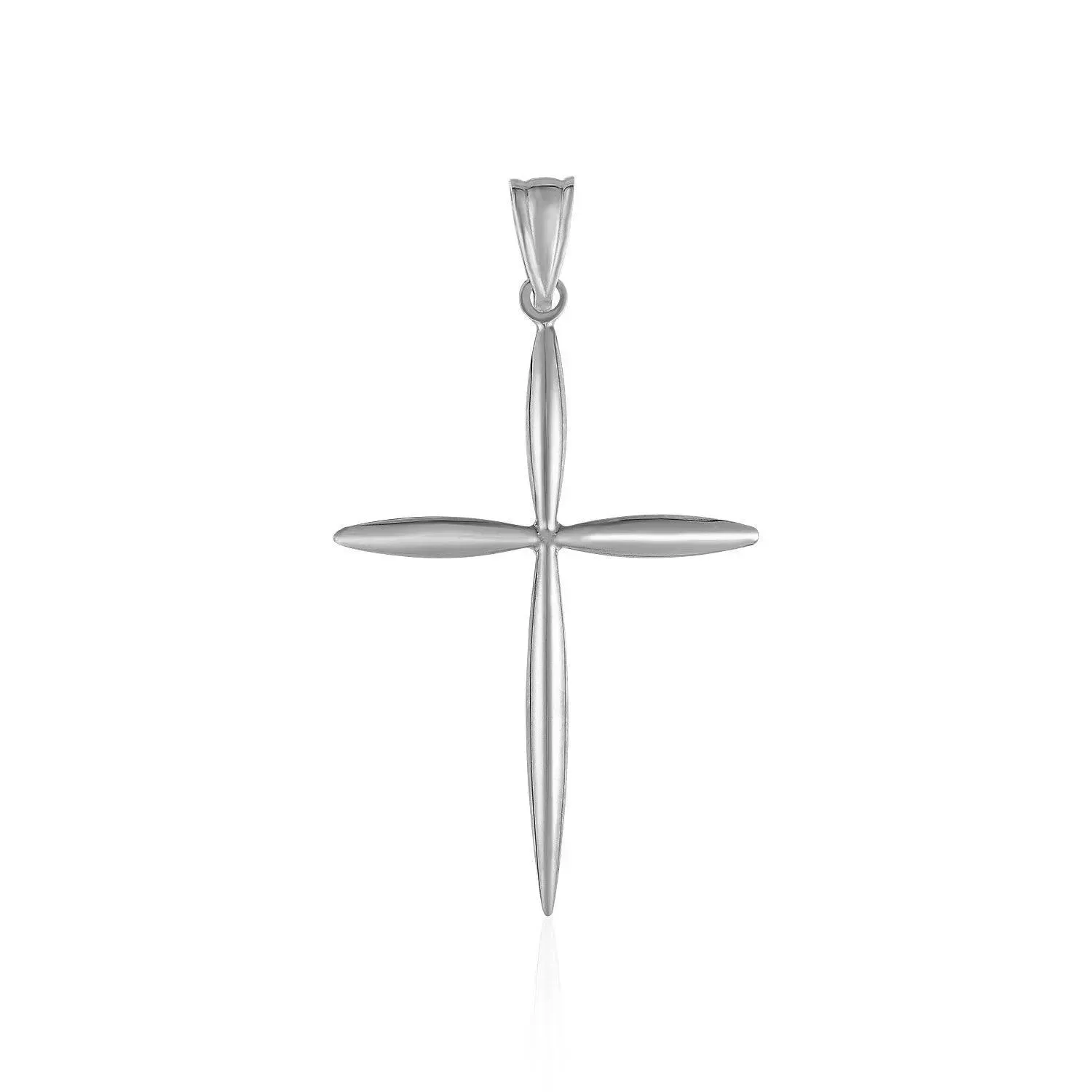 14k White Gold Rounded and Pointed Cross Pendant