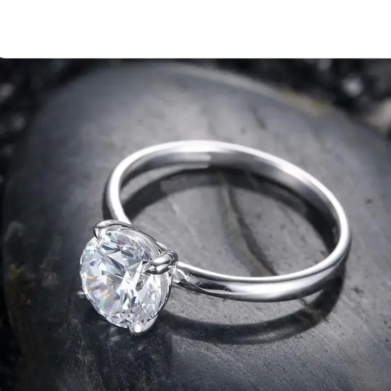 14k White Gold Solitaire Moissanite Ring 1.5ct