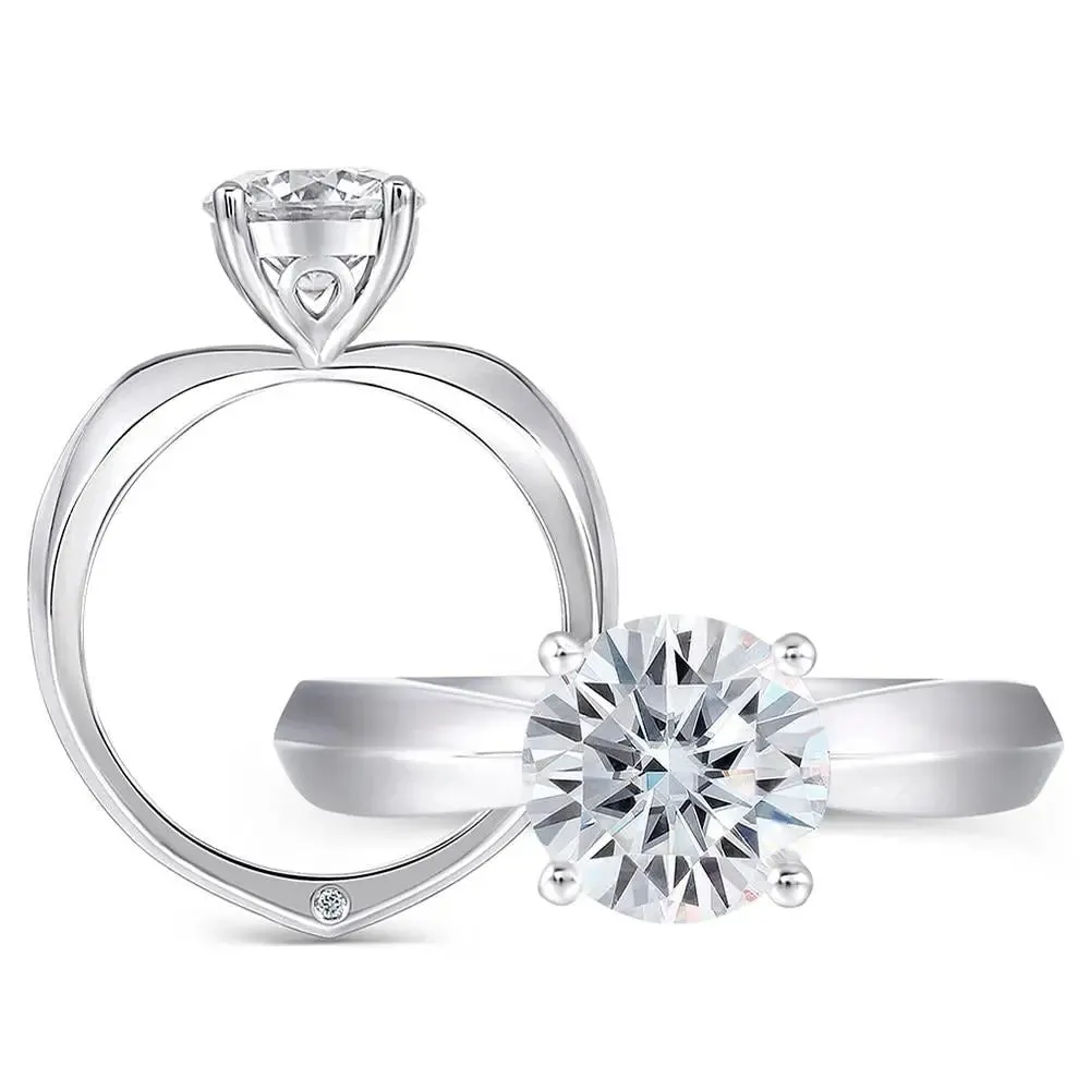 14k White Gold Solitaire Moissanite Ring 1ct