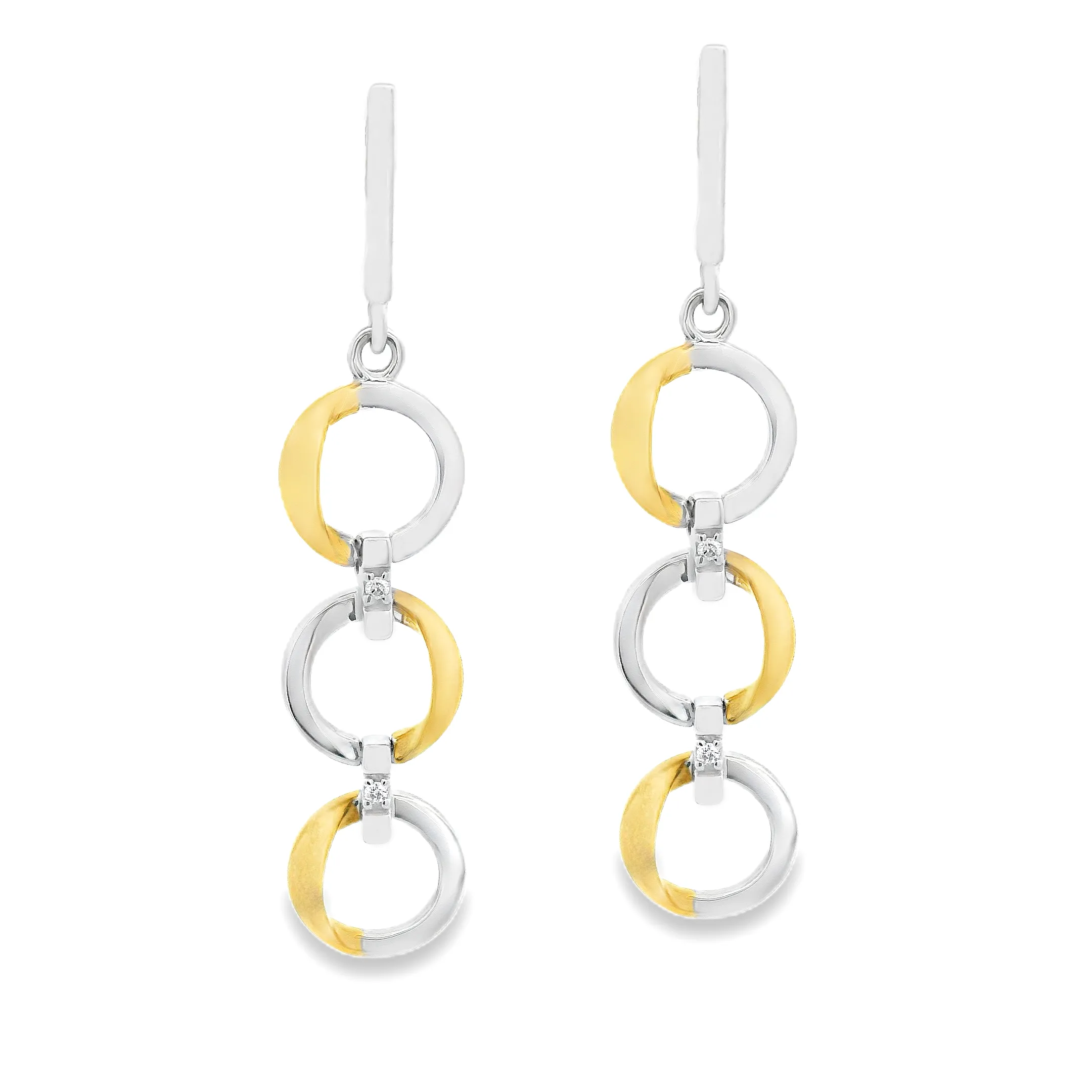 14k Yellow and White Gold Diamond Drop Earrings