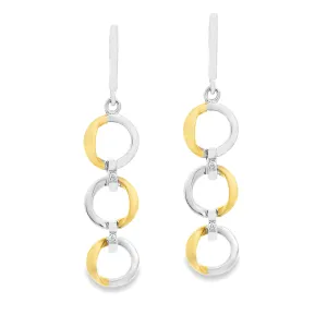 14k Yellow and White Gold Diamond Drop Earrings