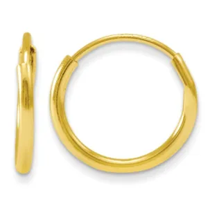 14k Yellow Gold 1MM Wide 9MM Endless Hoop Earrings