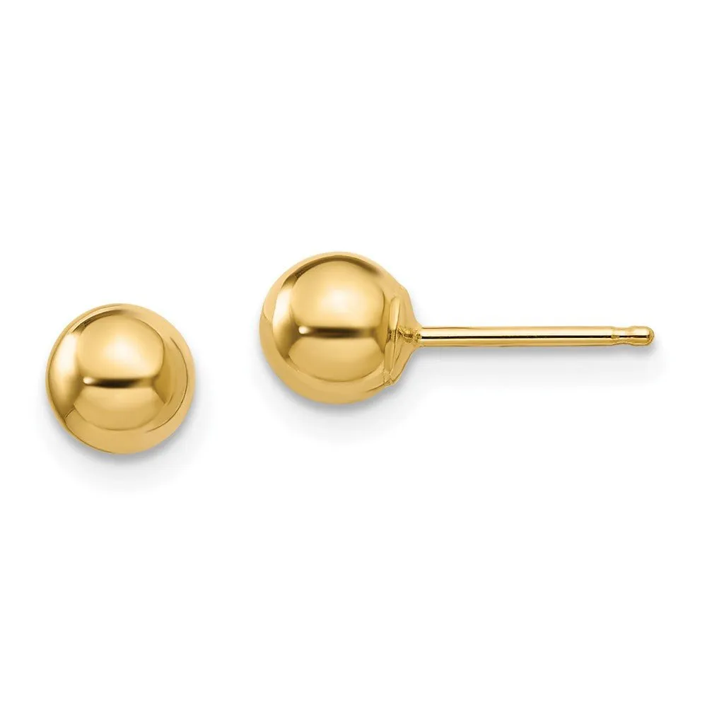 14KT Yellow Gold Polished 5mm Ball Post Earrings