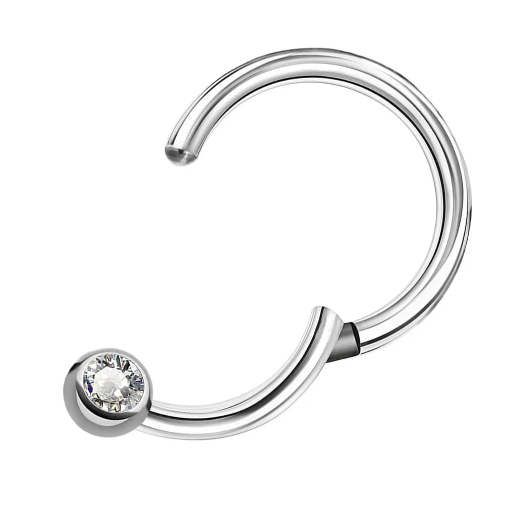 16G Clear CZ Hinged Segment Daith Septum Ring