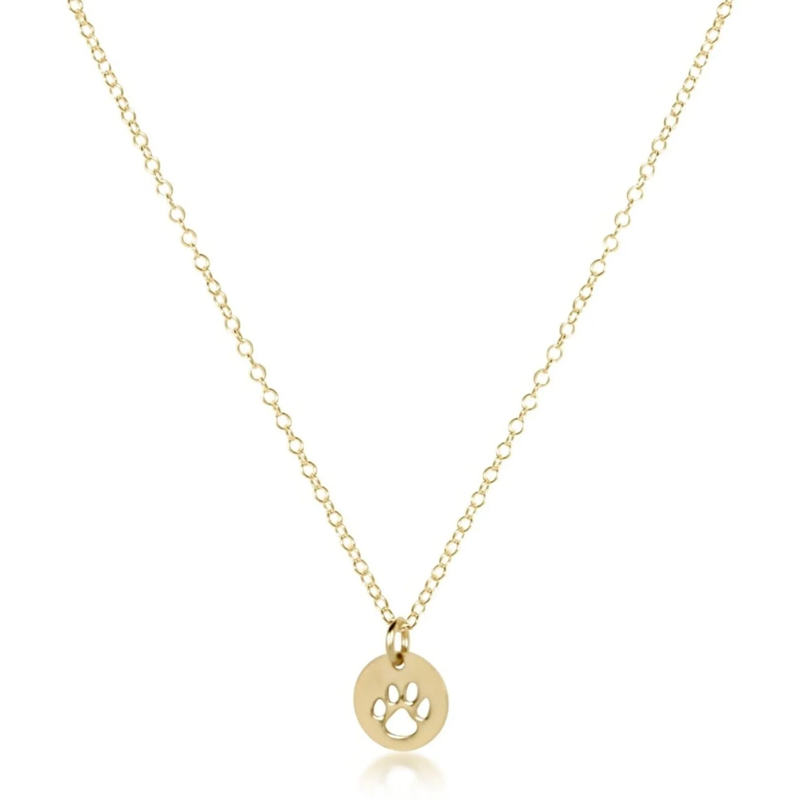 16" Necklace Gold - Paw Print Small Gold Disc