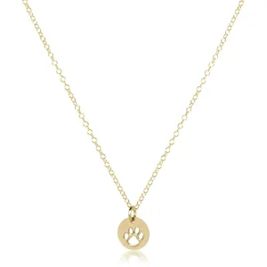 16" Necklace Gold - Paw Print Small Gold Disc