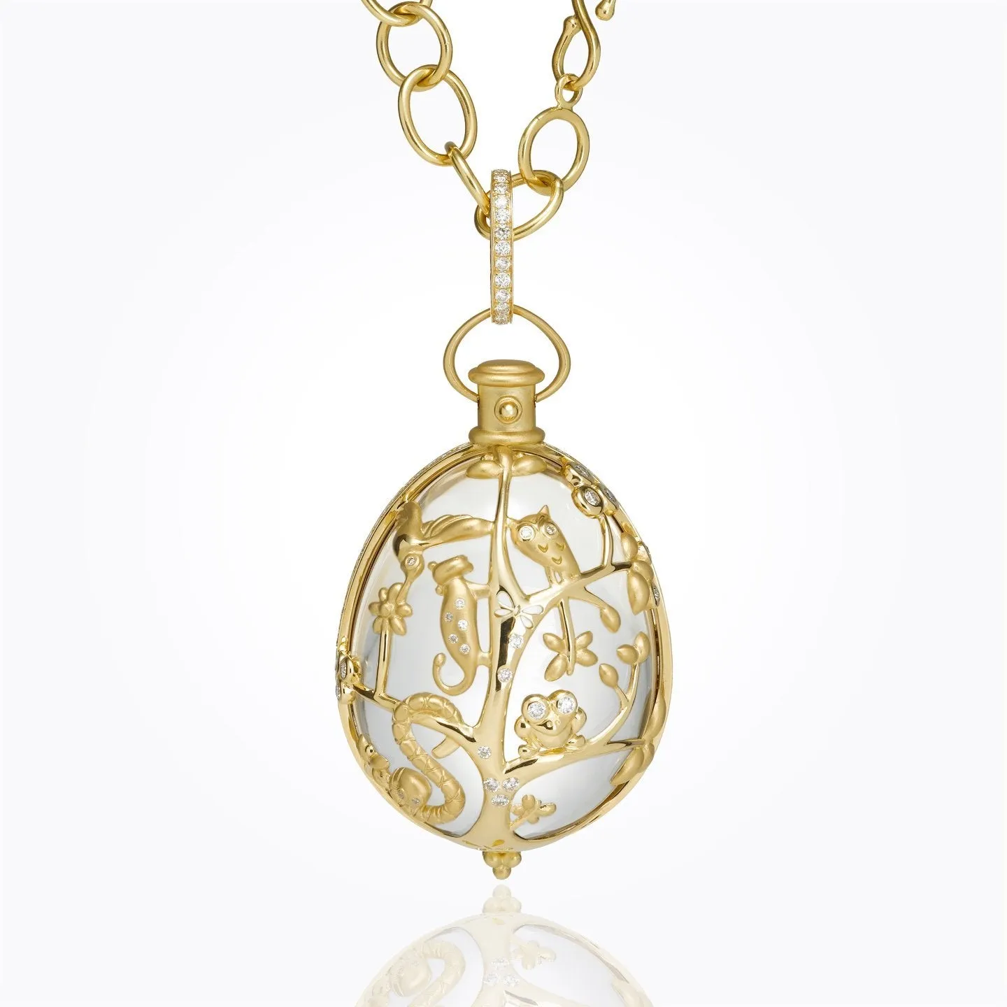 18K Anima Earth Pendant with rock crystal and diamond