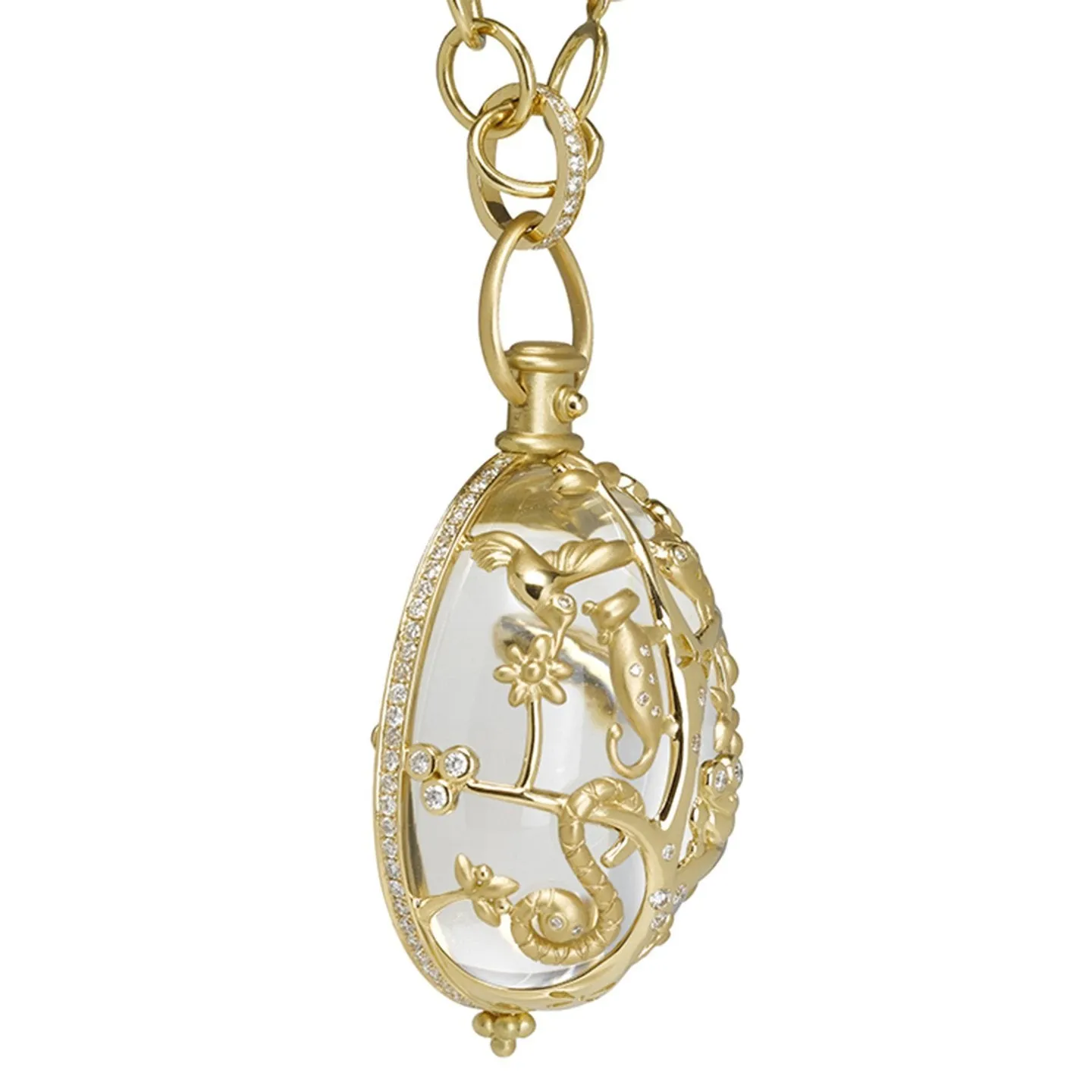 18K Anima Earth Pendant with rock crystal and diamond