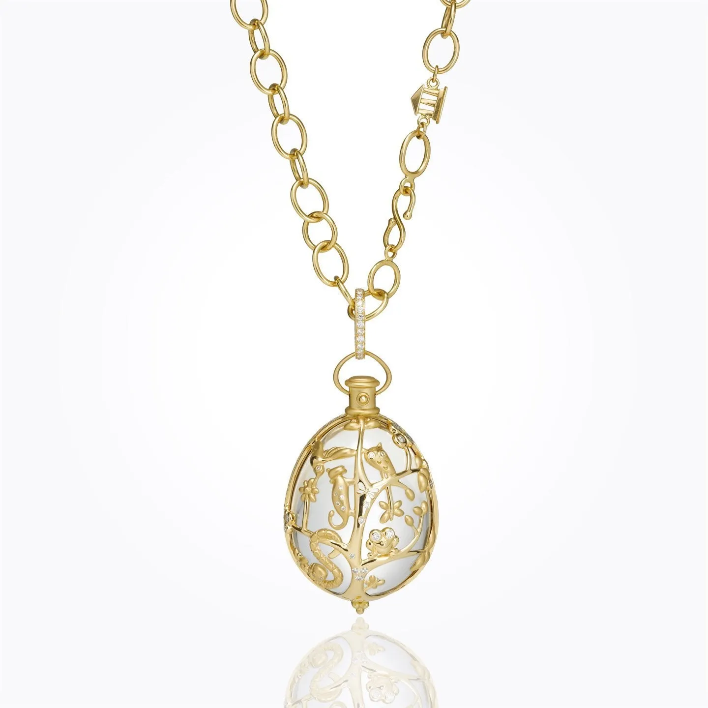 18K Anima Earth Pendant with rock crystal and diamond