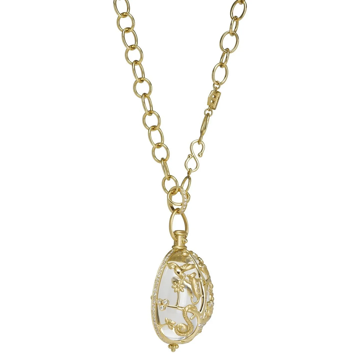 18K Anima Earth Pendant with rock crystal and diamond