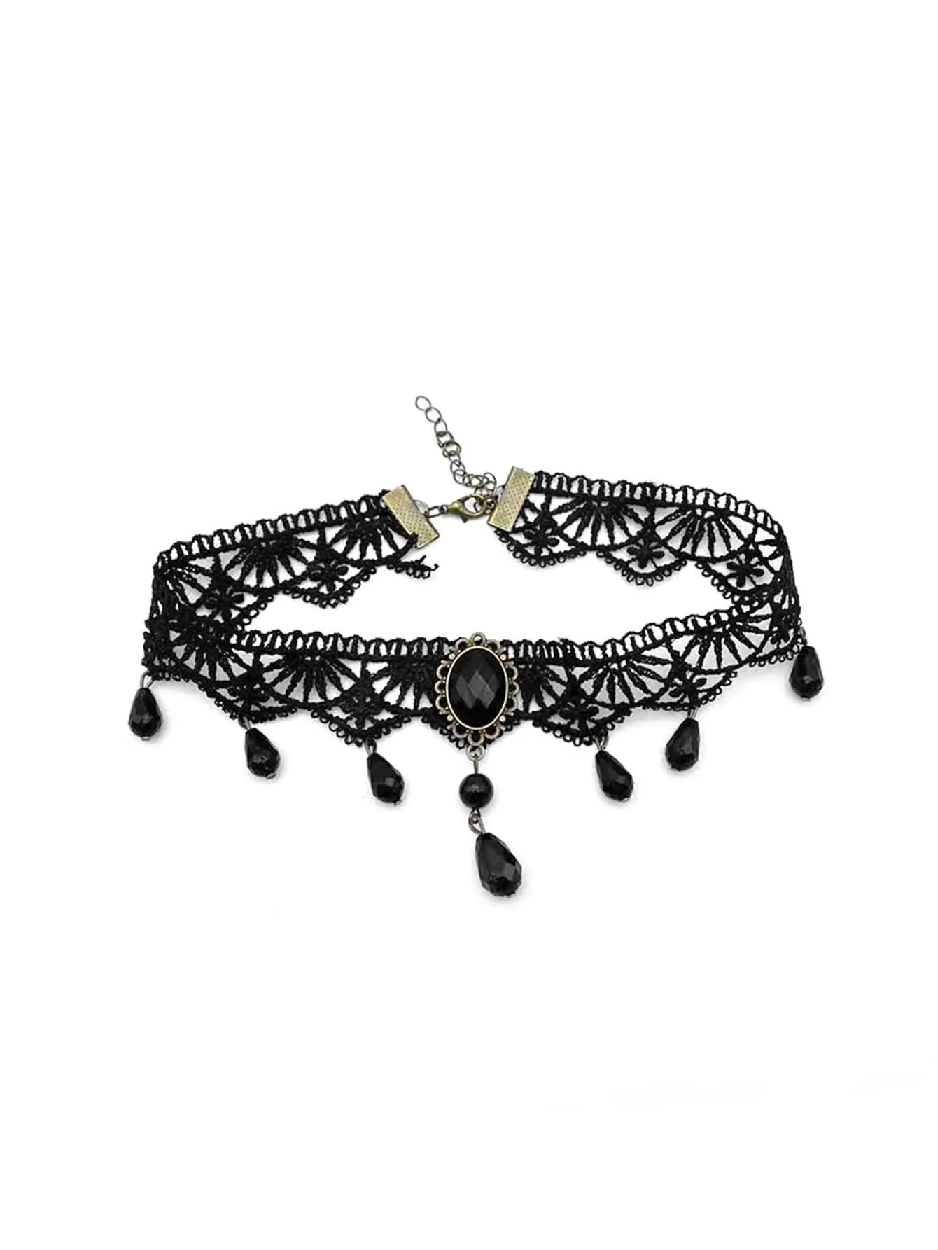 1pc Dark Style Black Lace Choker Necklace For Women Party Costume Accessories