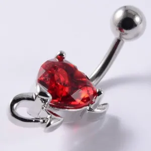 1Pc Navel Piercing Devil Heart Surgical Steel Body Jewelry