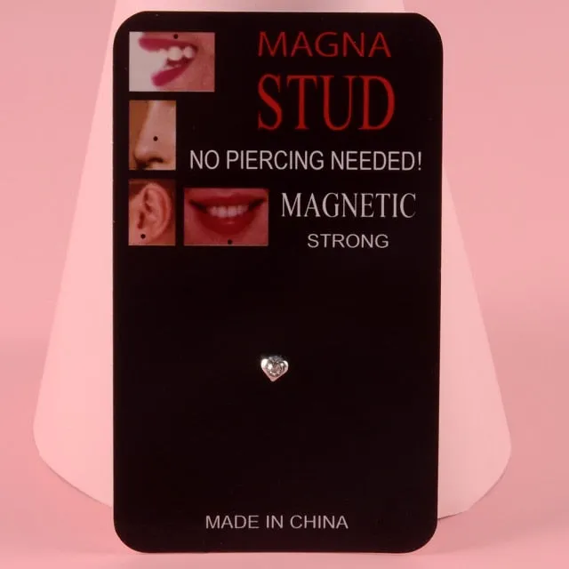 1Pc Zircon Non Pierced Heart Star Magnet Earring Piercings / Fake Magnet Ear Tragus Cartilage Lip Labret Stud Nose Ring