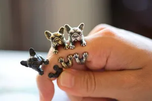 2016  Retro Animal Handmade French bulldog ring Ring Fashion Antique Gold Silver Vintage Adjustable Rings for women JZ315