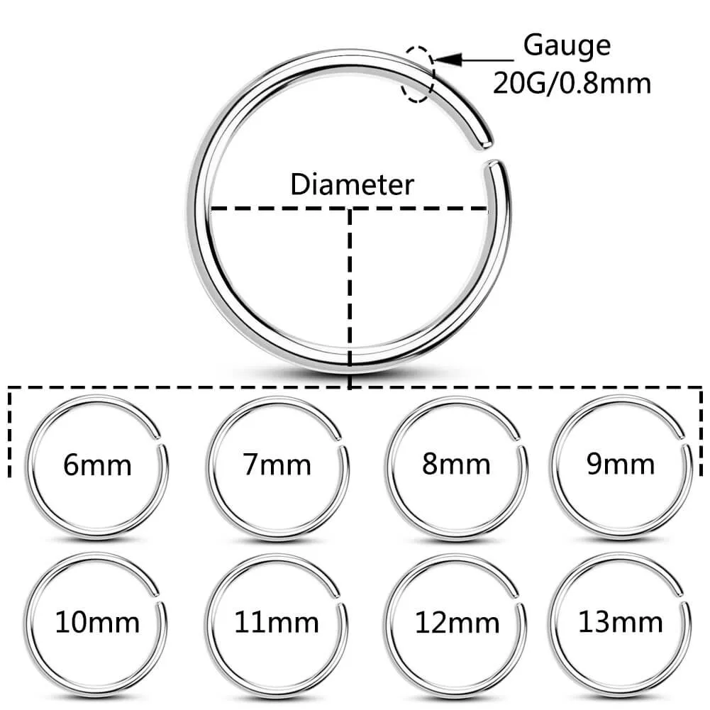 20G Simple Seamless Nose Hoop Cartilage Rings