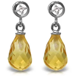 2.73 Carat 14K Solid White Gold Give You Courage Citrine Diamond Earrings