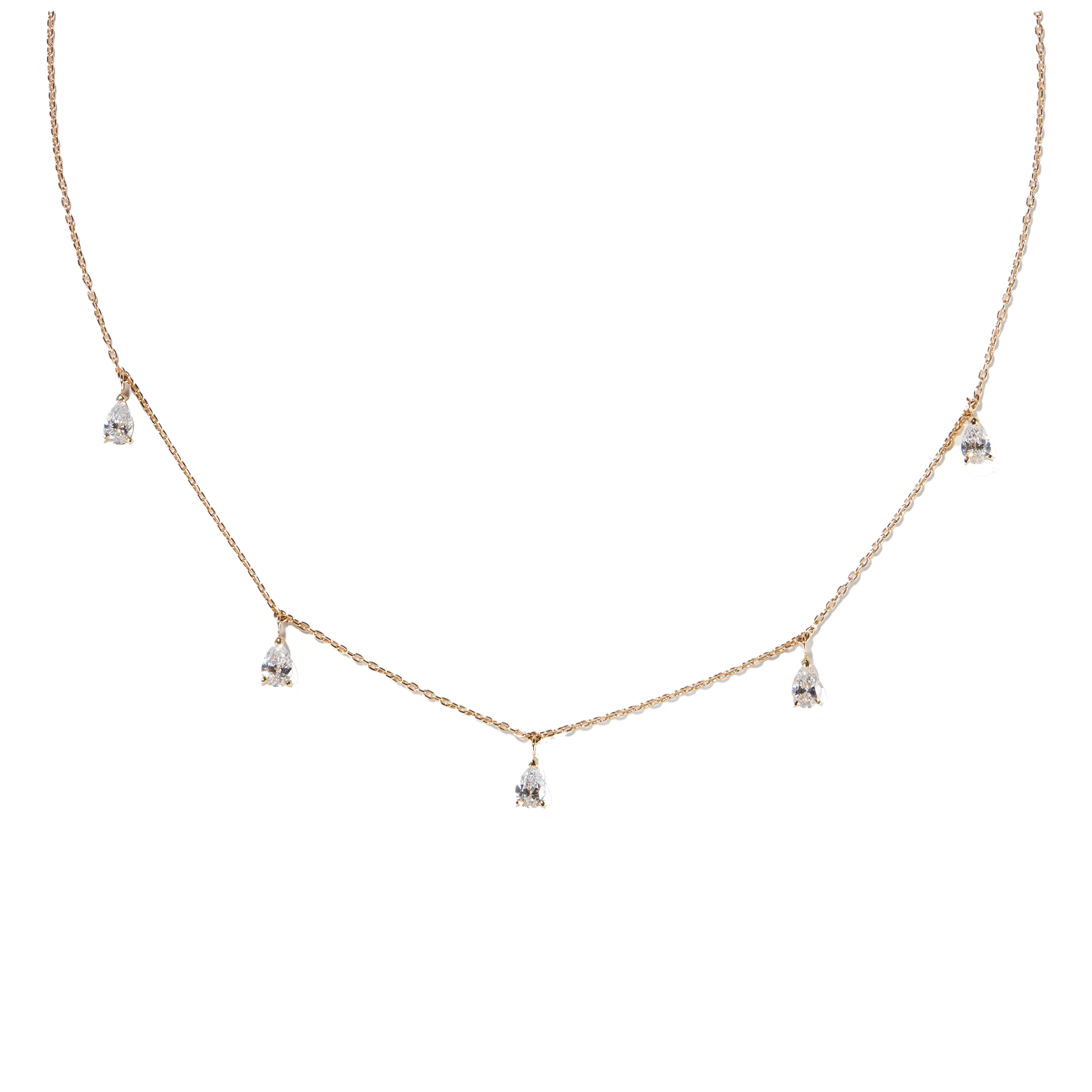 5 pieces pear shaped diamond necklace