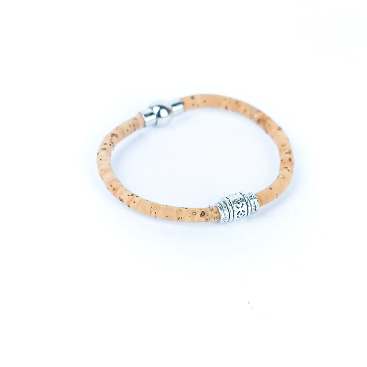 5mm round colored cork wire and alloy beads handmade unisex bracelet, DBR-049-MIX-10 -RANDOM