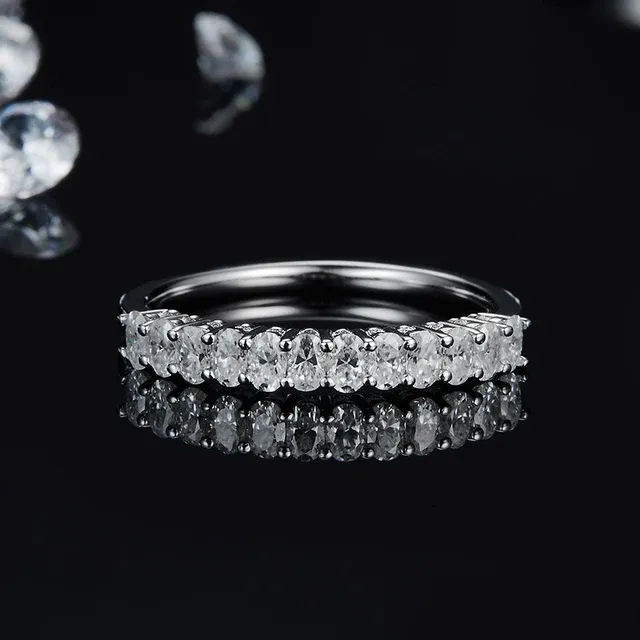 925 Silver 0.8ct Moissanite Oval cut Diamond Band