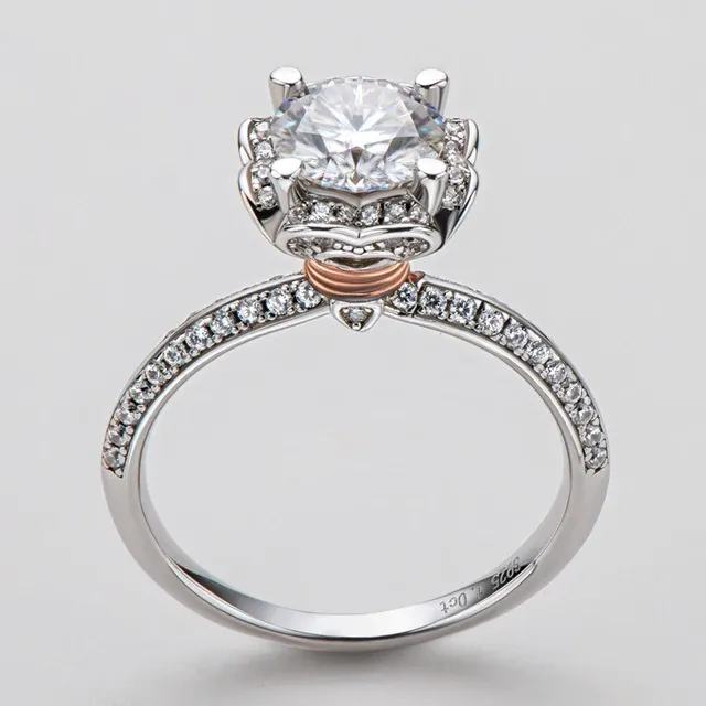 925 Silver 1ct 6.5mm Moissanite Diamond Ring