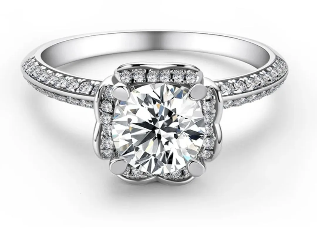 925 Silver 1ct 6.5mm Moissanite Diamond Ring