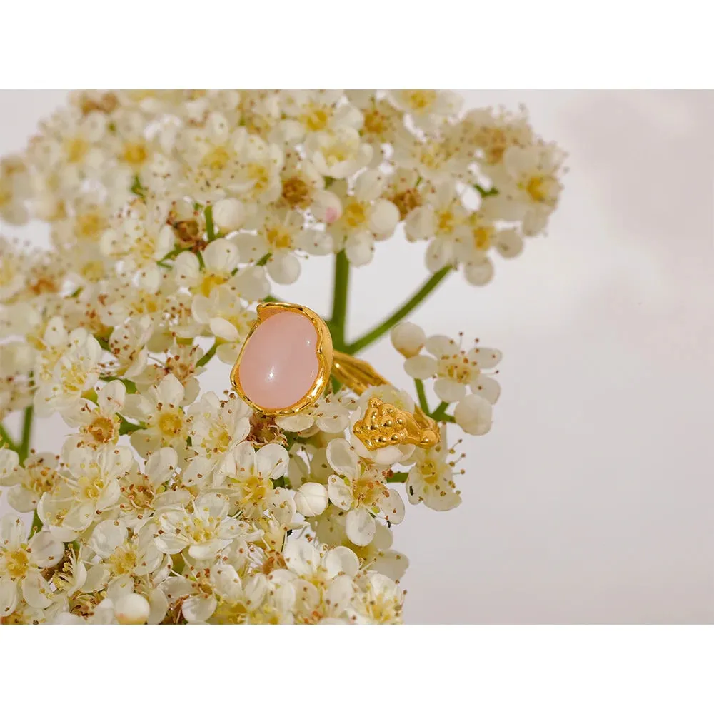 925 silver Rose Quartz open ring