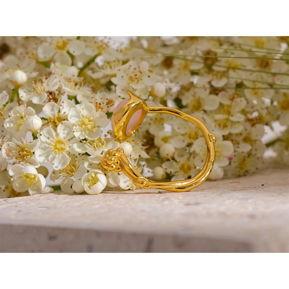 925 silver Rose Quartz open ring