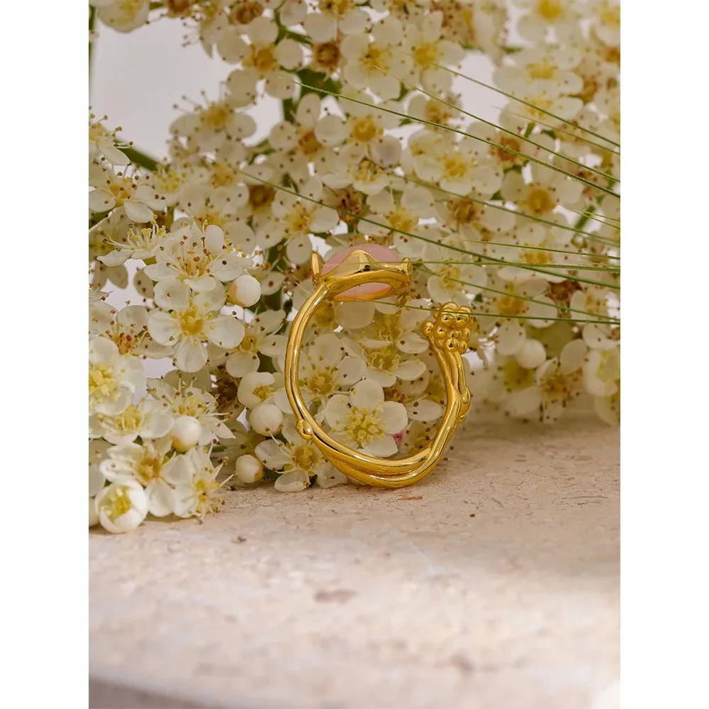 925 silver Rose Quartz open ring