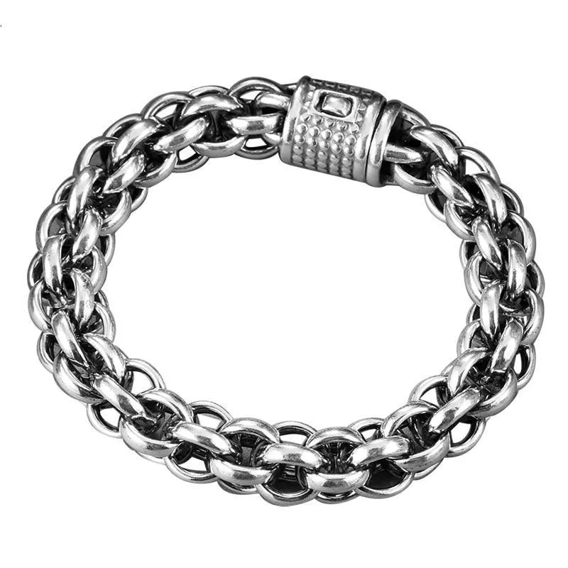 925 Sterling Silver Link Chain Handmade Punk Rock Men's Vintage Bracelet