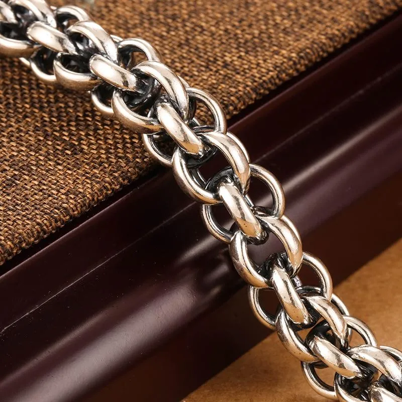 925 Sterling Silver Link Chain Handmade Punk Rock Men's Vintage Bracelet